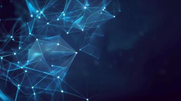 Abstract digital network connections with glowing blue lines and nodes on a dark background, representing data communication and technology. video