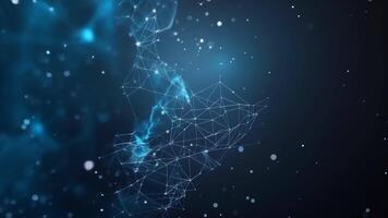 Abstract digital network connections with glowing blue lines and nodes on a dark background, representing data communication and technology. video
