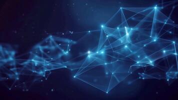Abstract digital network connections, futuristic technology concept, blue lines and nodes on dark background, 3D rendering. video