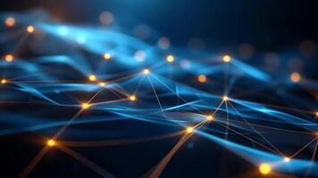 Abstract digital network connections visualizing data flow and technology with a futuristic blue and yellow theme. video