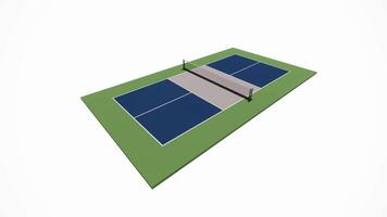 empty pickleball tennis court with blue, gray and green color with net isolated white background video