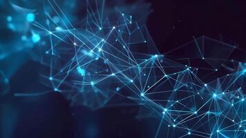 Abstract digital network background with blue glowing connections representing data flow and communication in a technology-driven world. video