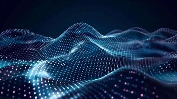 Abstract digital landscape background with flowing, wavy grid patterns, glowing dots, and a futuristic, impressive design. video