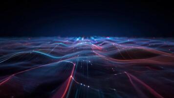 Abstract digital landscape with glowing lines and dots representing a futuristic data network or technology concept. video