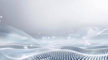 An abstract image depicting a fluid digital landscape with flowing wave patterns and scattered shimmering dots. The soft, gradient background adds a sense of depth and tranquility. video