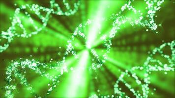 3D animation of green colored DNA helix moving in loop video