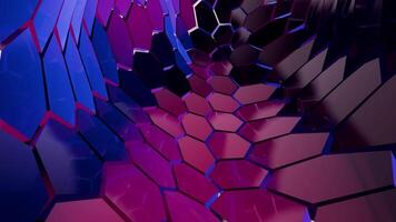 Glowing geometric design with shinny multicolored revolving patten, 3d loop video