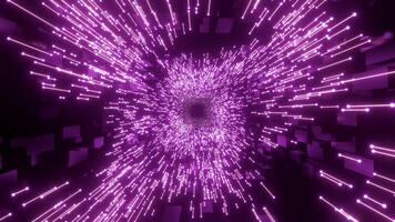 Glowing neon rays in motion with speed of light, 3d loop video