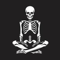 Serene Skeletal Seating Chair Logo Relaxing Rest in Bones Black Graphic vector