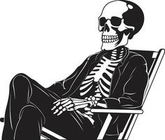 Skeletal Serenity Relaxing Graphic Bone Chill Black Chair Icon vector