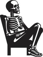 Calm Bones Chilling Icon Restful Recliner Skeleton Logo Design vector