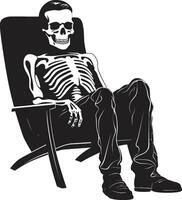 Skeletal Ease Chilling Logo Design Lounge Lull Relaxing Skeleton Icon vector