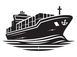 Cargo ship with containers illustration isolated on a white background vector
