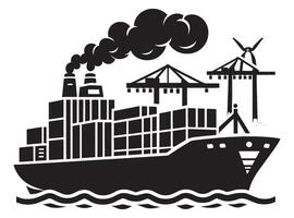 Cargo ship with containers illustration isolated on a white background vector