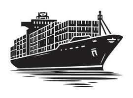 Cargo ship with containers illustration isolated on a white background vector