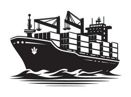 Cargo ship with containers illustration isolated on a white background vector