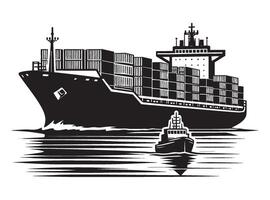 Cargo ship with containers illustration isolated on a white background vector