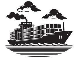 Cargo ship with containers illustration isolated on a white background vector