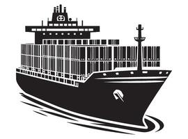 Cargo ship with containers illustration isolated on a white background vector