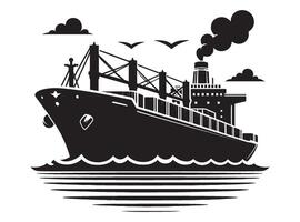 Cargo ship with containers illustration isolated on a white background vector