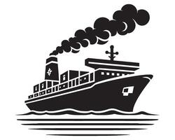 Cargo ship with containers illustration isolated on a white background vector