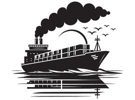 Cargo ship with containers illustration isolated on a white background vector