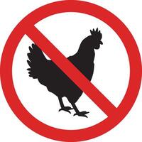 No chicken sign isolated on white background . No chicken allowed sign . illustration vector