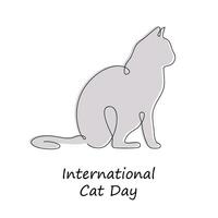 International cat day in one continuous line. One line drawing, minimalism. vector