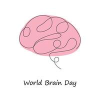 World Brain Day in one continuous line. One line drawing, minimalism. vector