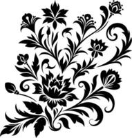 decorative Floral design Silhouette Motif Pattern, Flower design elements silhouette pattern black and white, decorative Botanical Flourish Silhouette pattern illustration vector