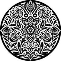 Mandala design, round geometrical shape decorative Floral design Silhouette Motif Pattern, round shape Flower design elements silhouette pattern black and white vector