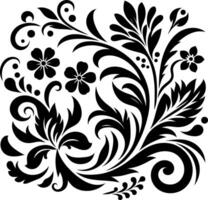decorative Floral design Silhouette Motif Pattern, Flower design elements silhouette pattern black and white, decorative Botanical Flourish Silhouette pattern illustration vector