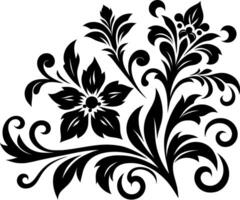 decorative Floral design Silhouette Motif Pattern, Flower design elements silhouette pattern black and white vector