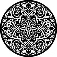 Mandala design, round geometrical shape decorative Floral design Silhouette Motif Pattern, round shape Flower design elements silhouette pattern black and white vector
