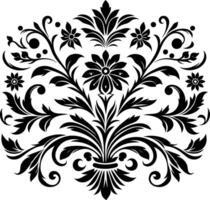 decorative Floral design Silhouette Motif Pattern, Flower design elements silhouette pattern black and white vector