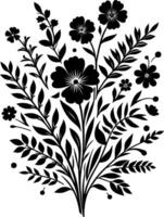 decorative Floral design Silhouette Motif Pattern, Flower design elements silhouette pattern black and white vector