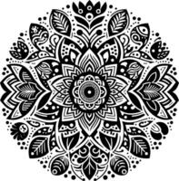 Mandala design, round geometrical shape decorative Floral design Silhouette Motif Pattern, round shape Flower design elements silhouette pattern black and white vector