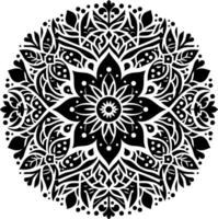 Mandala design, round geometrical shape decorative Floral design Silhouette Motif Pattern, round shape Flower design elements silhouette pattern black and white vector
