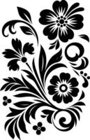 decorative Floral design Silhouette Motif Pattern, Flower design elements silhouette pattern black and white vector