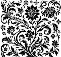 decorative Floral design Silhouette Motif Pattern, Flower design elements silhouette pattern black and white vector