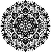 Mandala design, round geometrical shape decorative Floral design Silhouette Motif Pattern, round shape Flower design elements silhouette pattern black and white vector