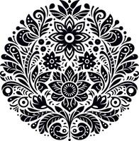 Mandala design, round geometrical shape decorative Floral design Silhouette Motif Pattern, round shape Flower design elements silhouette pattern black and white vector