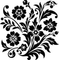 decorative Floral design Silhouette Motif Pattern, Flower design elements silhouette pattern black and white vector