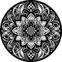 Mandala design, round geometrical shape decorative Floral design Silhouette Motif Pattern, round shape Flower design elements silhouette pattern black and white vector