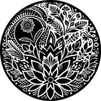 Mandala design, round geometrical shape decorative Floral design Silhouette Motif Pattern, round shape Flower design elements silhouette pattern black and white vector