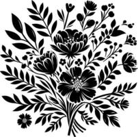 decorative Floral design Silhouette Motif Pattern, Flower design elements silhouette pattern black and white vector