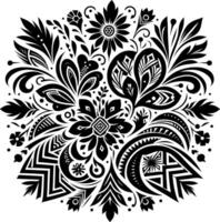 decorative Floral design Silhouette Motif Pattern, Flower design elements silhouette pattern black and white vector