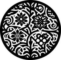 Mandala design, round geometrical shape decorative Floral design Silhouette Motif Pattern, round shape Flower design elements silhouette pattern black and white vector