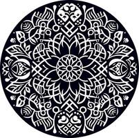 Mandala design, round geometrical shape decorative Floral design Silhouette Motif Pattern, round shape Flower design elements silhouette pattern black and white vector