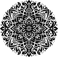 Mandala design, round geometrical shape decorative Floral design Silhouette Motif Pattern, round shape Flower design elements silhouette pattern black and white vector